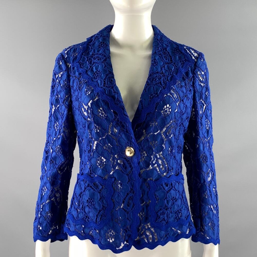 ESCADA Size 4 Blue Polyamid Baumwolle Floral Jacket